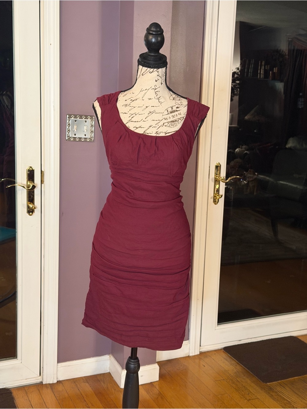 Eileen Fisher Petite Italian Fabric Silk-Blend Lined Ruched Dress 2P